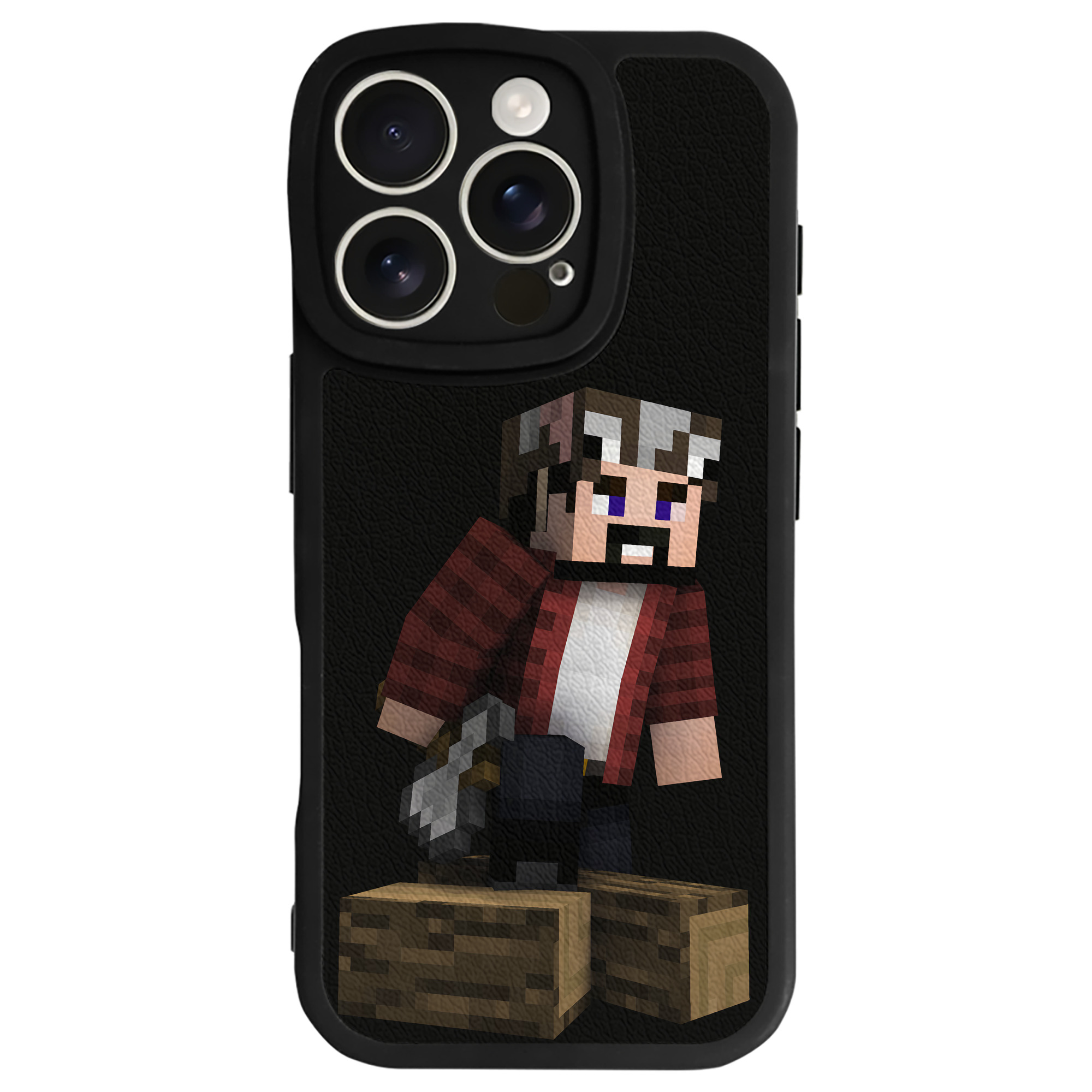 （画像用） マインクラフト ブロックの世界 Minecraft MC Block world 【iPhone 16シリーズ対応】シリコンスマホケース（レザー調） 材質：シリコン